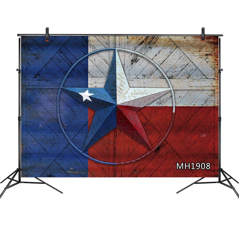 LB 7x5ft American Western Texas Star Backdrop Lone Star State on Rustic Wooden Door Decor Independence Day Background American Flag Backdrops for Photography Portrait Photo Booth Video Studio Prop - Image 1